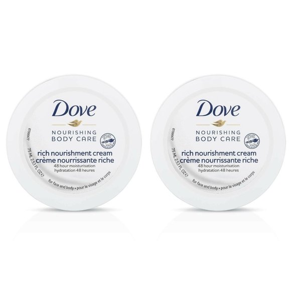 LOT OF 2 Dove Nourishing Body Care Rich Nourishment Cream For Face and Body NEW - Picture 1 of 5